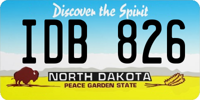 ND license plate IDB826
