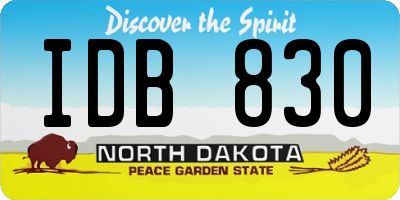 ND license plate IDB830