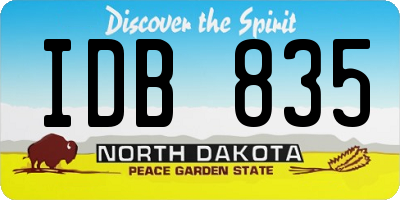 ND license plate IDB835