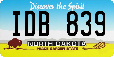 ND license plate IDB839