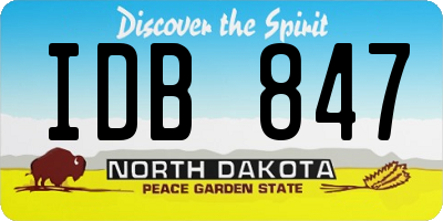 ND license plate IDB847