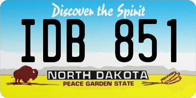 ND license plate IDB851