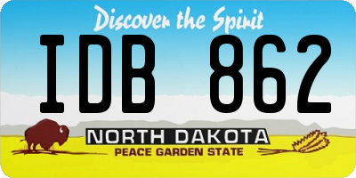 ND license plate IDB862