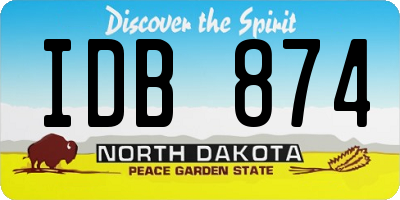 ND license plate IDB874