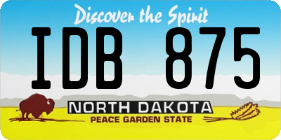 ND license plate IDB875