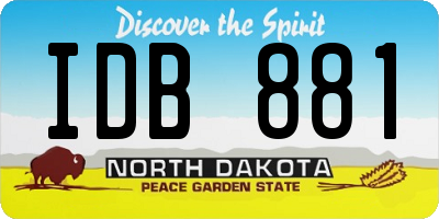 ND license plate IDB881
