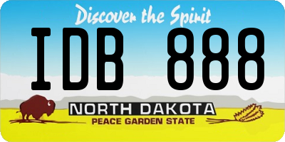 ND license plate IDB888