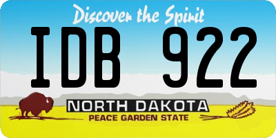 ND license plate IDB922