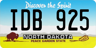 ND license plate IDB925