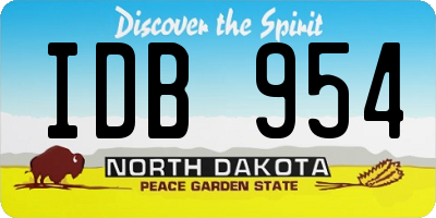 ND license plate IDB954