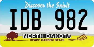 ND license plate IDB982