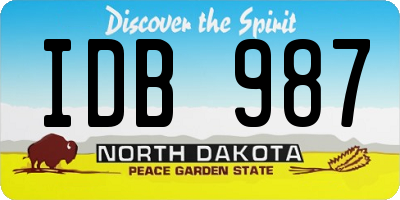 ND license plate IDB987