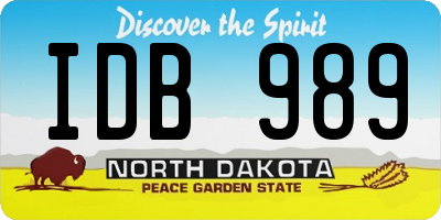 ND license plate IDB989