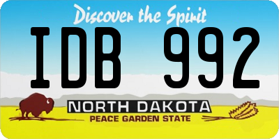 ND license plate IDB992