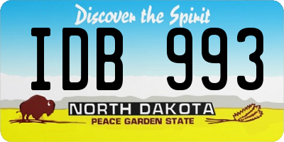 ND license plate IDB993