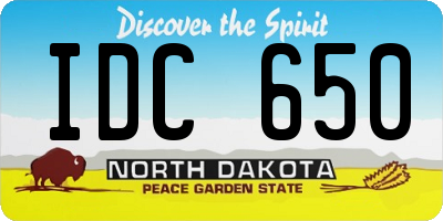 ND license plate IDC650