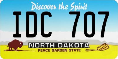 ND license plate IDC707