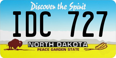 ND license plate IDC727