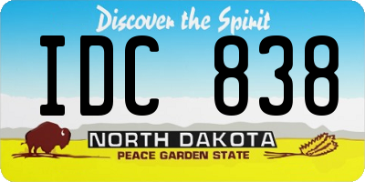 ND license plate IDC838