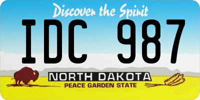 ND license plate IDC987
