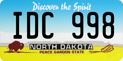 ND license plate IDC998