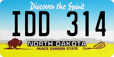 ND license plate IDD314
