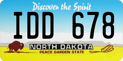 ND license plate IDD678