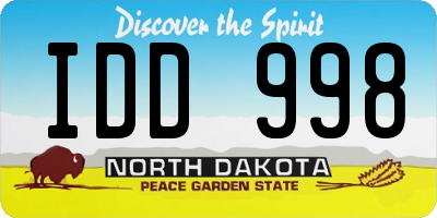 ND license plate IDD998