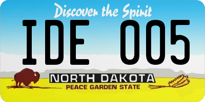 ND license plate IDE005