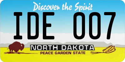 ND license plate IDE007