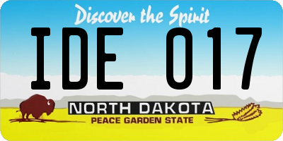 ND license plate IDE017