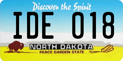 ND license plate IDE018