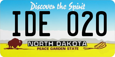 ND license plate IDE020