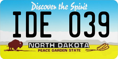 ND license plate IDE039