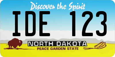 ND license plate IDE123