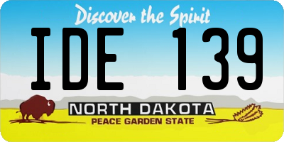ND license plate IDE139