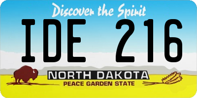 ND license plate IDE216