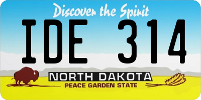 ND license plate IDE314