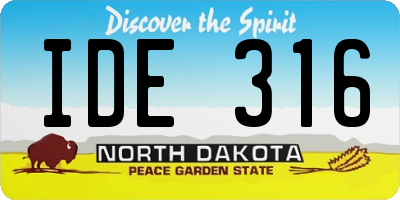 ND license plate IDE316