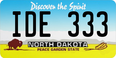ND license plate IDE333
