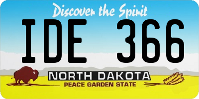 ND license plate IDE366