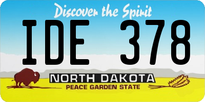 ND license plate IDE378