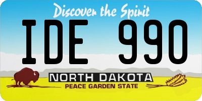 ND license plate IDE990
