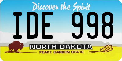 ND license plate IDE998