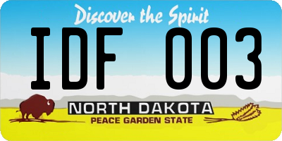 ND license plate IDF003