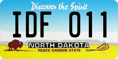 ND license plate IDF011