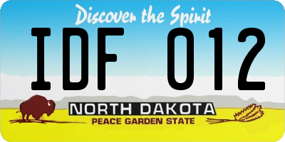 ND license plate IDF012