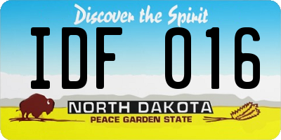 ND license plate IDF016