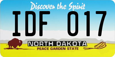 ND license plate IDF017