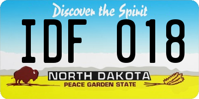 ND license plate IDF018
